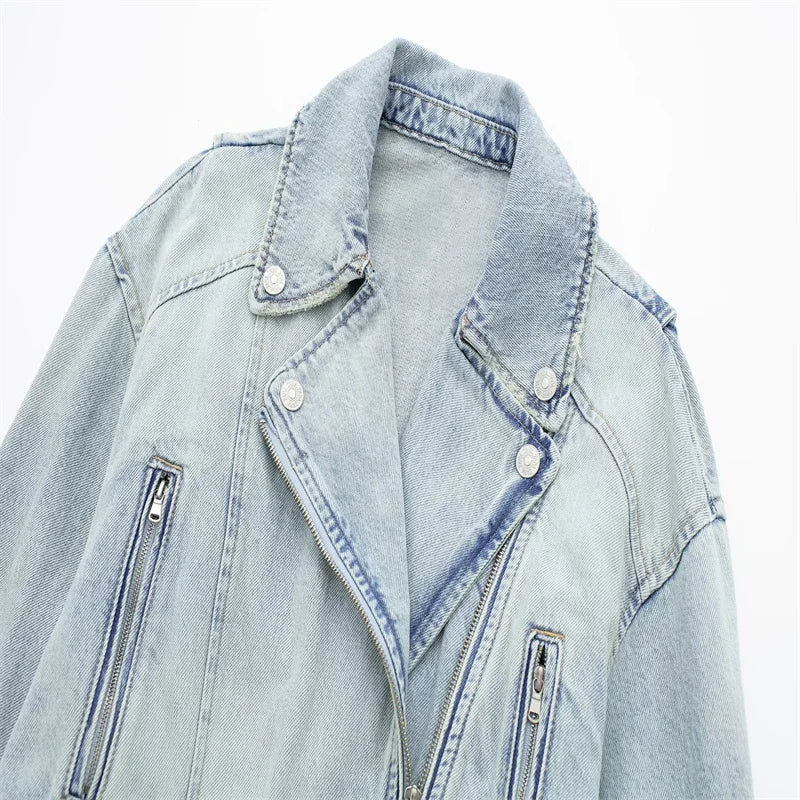 Women's Denim Biker Jacket