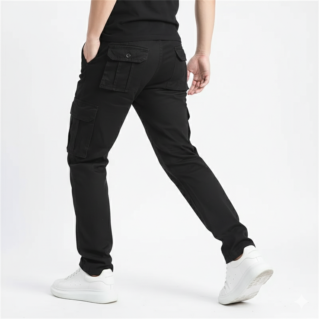 Large Pocket Loose Overalls Men's Outdoor Sports Jogging Tactical Pants Elastic Waist Pure Cotton Casual Work Pants